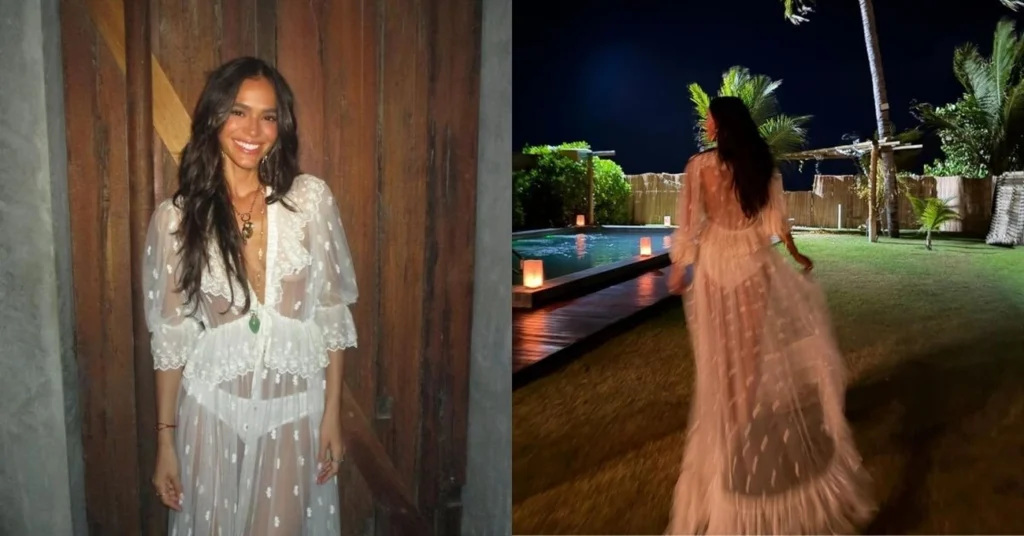 Bruna Marquezine celebra 2026 com vestido de luxo de R$ 53.604 no Réveillon de Alagoas